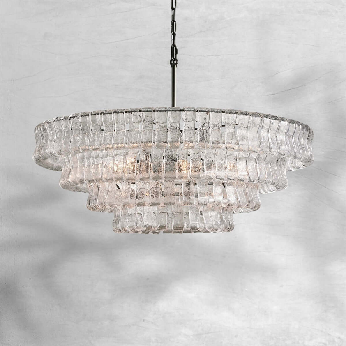 Tiered Textured Glass Chandelier