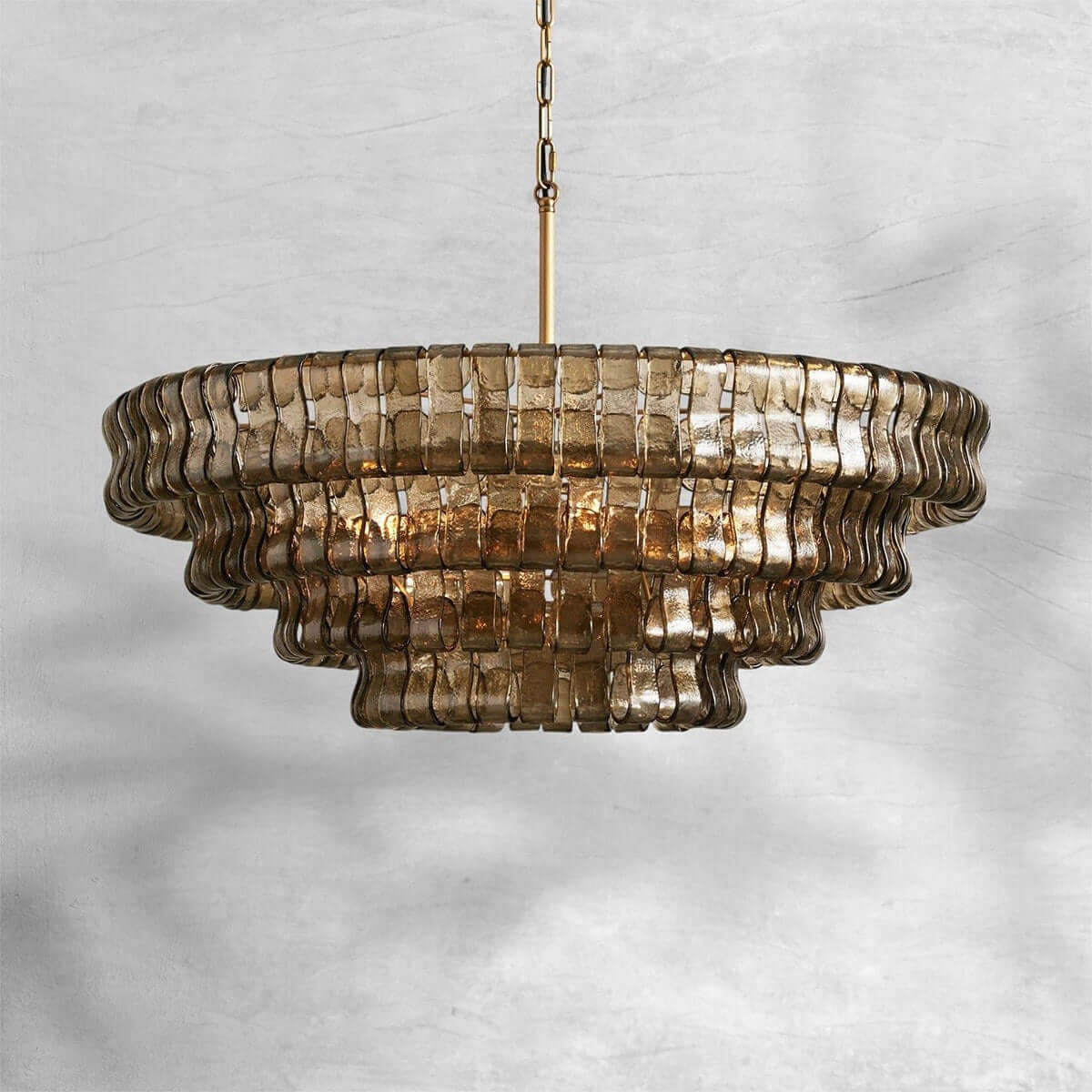 Tiered Textured Glass Chandelier