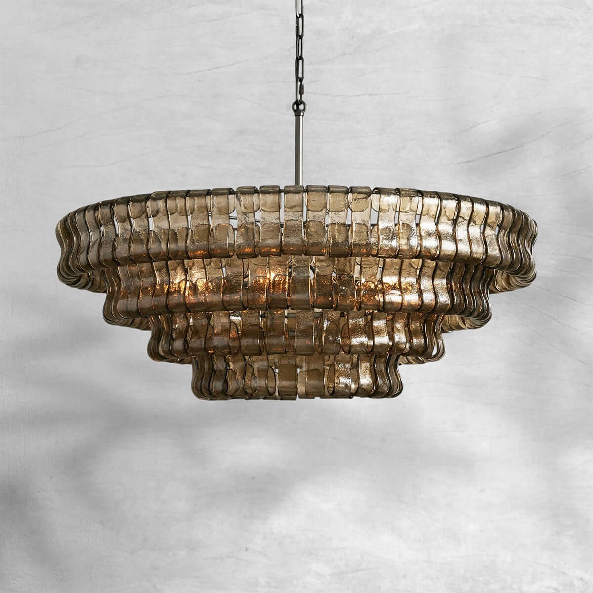 Tiered Textured Glass Chandelier