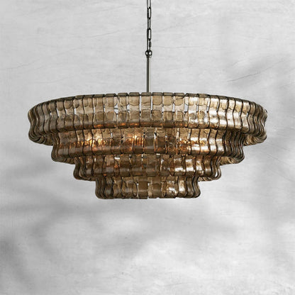 Tiered Textured Glass Chandelier