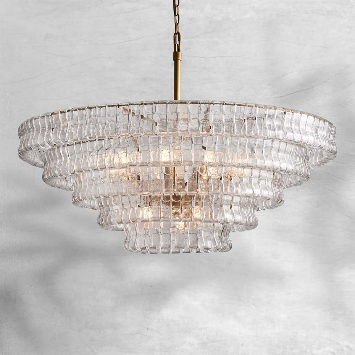 Tiered Textured Glass Chandelier