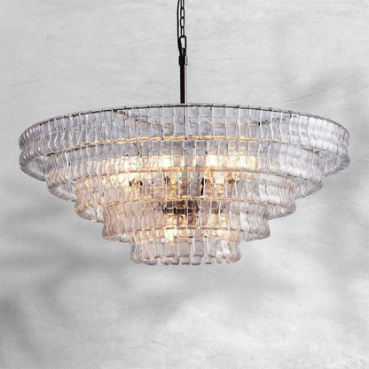 Tiered Textured Glass Chandelier