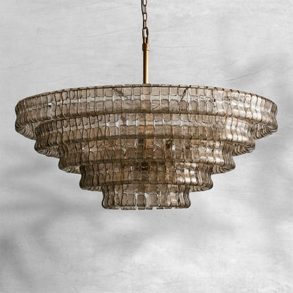 Tiered Textured Glass Chandelier
