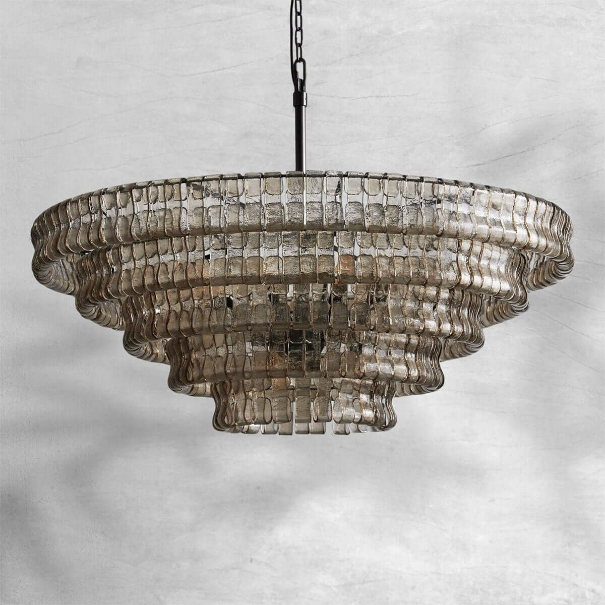 Tiered Textured Glass Chandelier