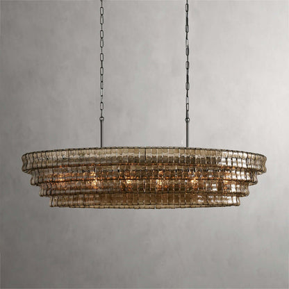 Tiered Textured Glass Chandelier
