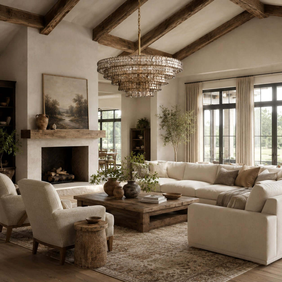 Tiered Textured Glass Chandelier