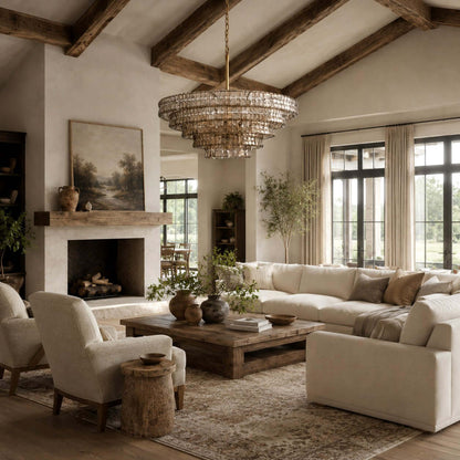 Tiered Textured Glass Chandelier