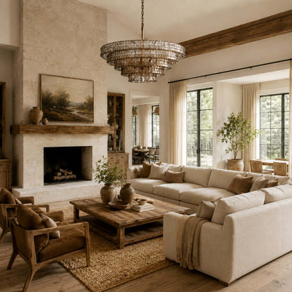 Tiered Textured Glass Chandelier