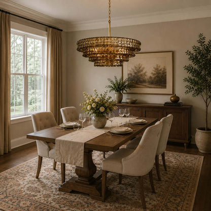 Tiered Textured Glass Chandelier