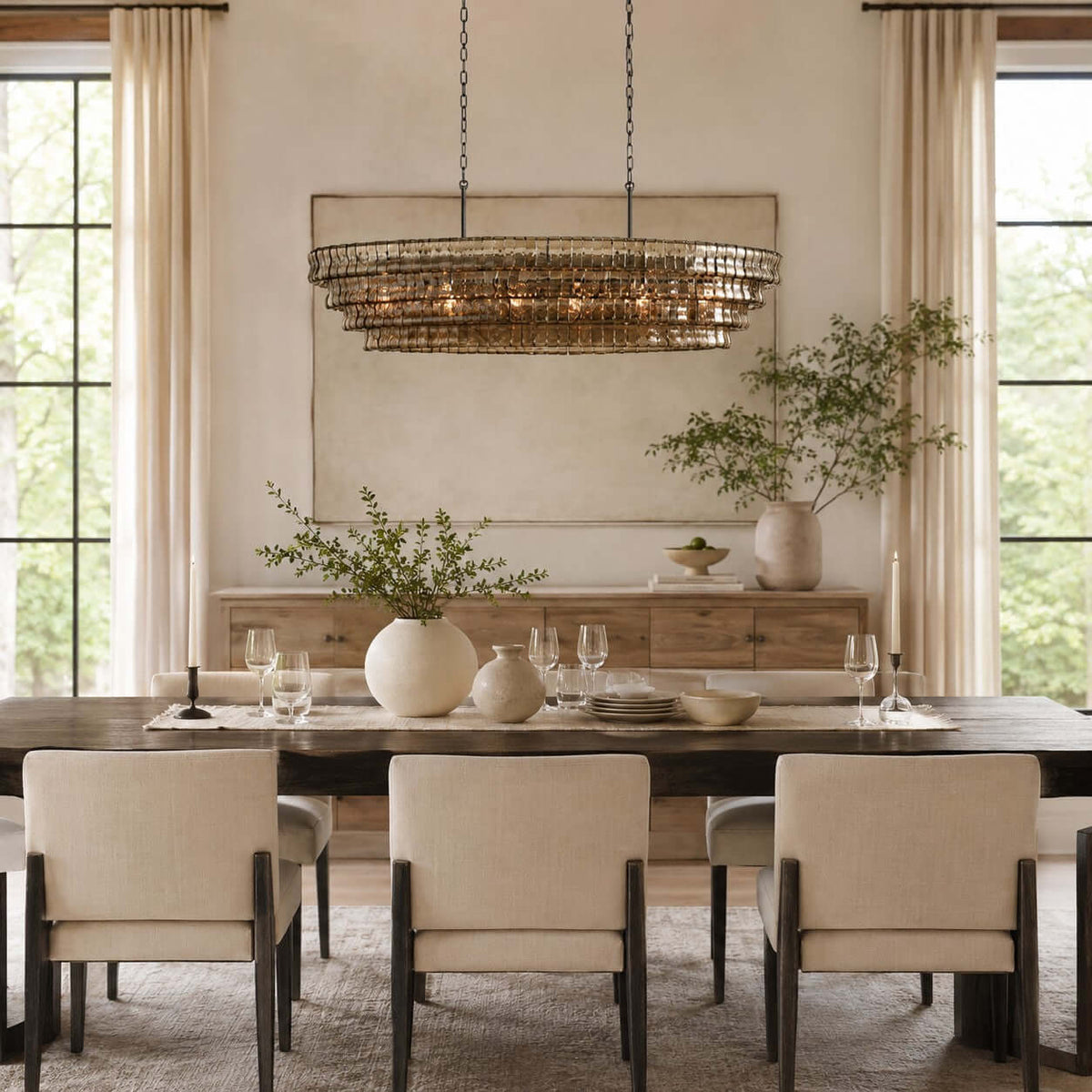 Tiered Textured Glass Chandelier