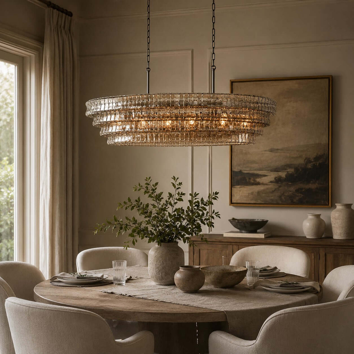 Tiered Textured Glass Chandelier