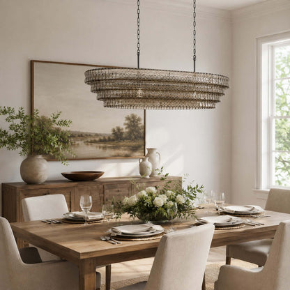 Tiered Textured Glass Chandelier