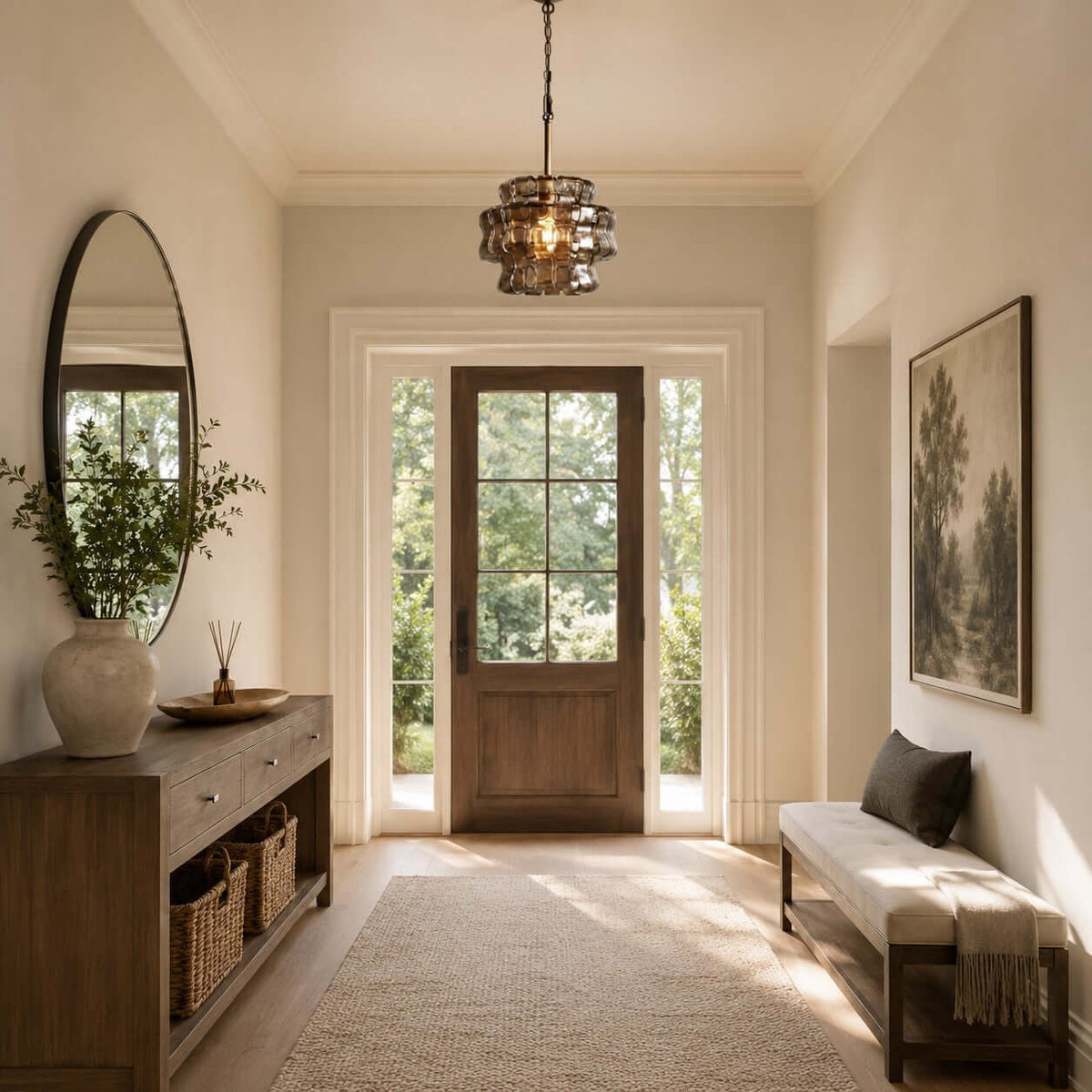Tiered Textured Glass Chandelier