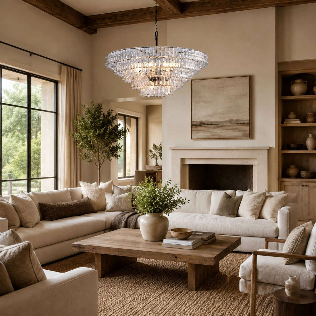 Tiered Textured Glass Chandelier