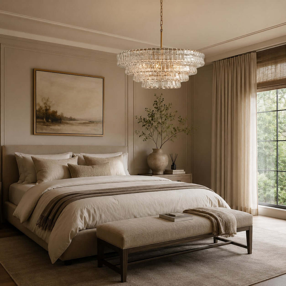 Tiered Textured Glass Chandelier