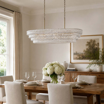 Tiered Textured Glass Chandelier