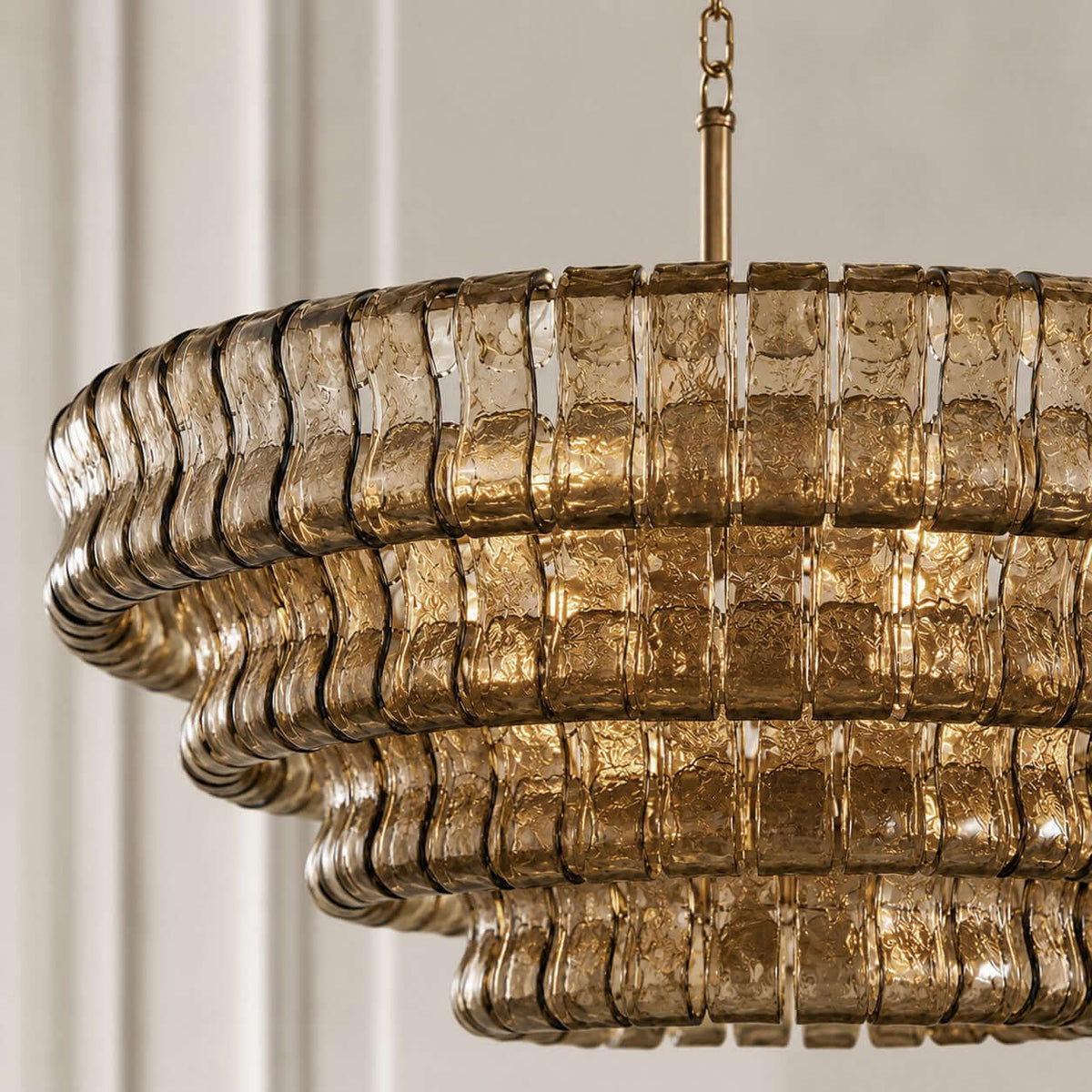 Tiered Textured Glass Chandelier
