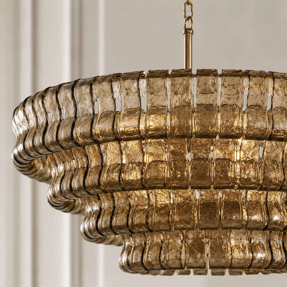 Tiered Textured Glass Chandelier