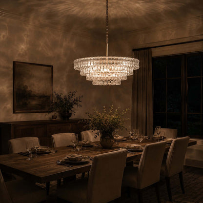 Tiered Textured Glass Chandelier