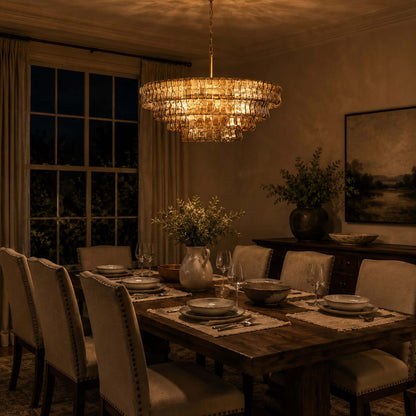 Tiered Textured Glass Chandelier