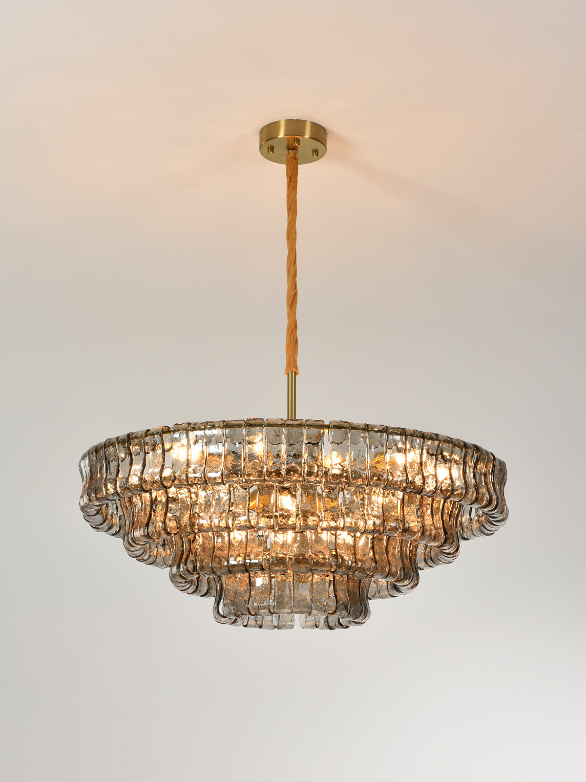 Tiered Textured Glass Chandelier