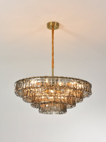 Tiered Textured Glass Chandelier
