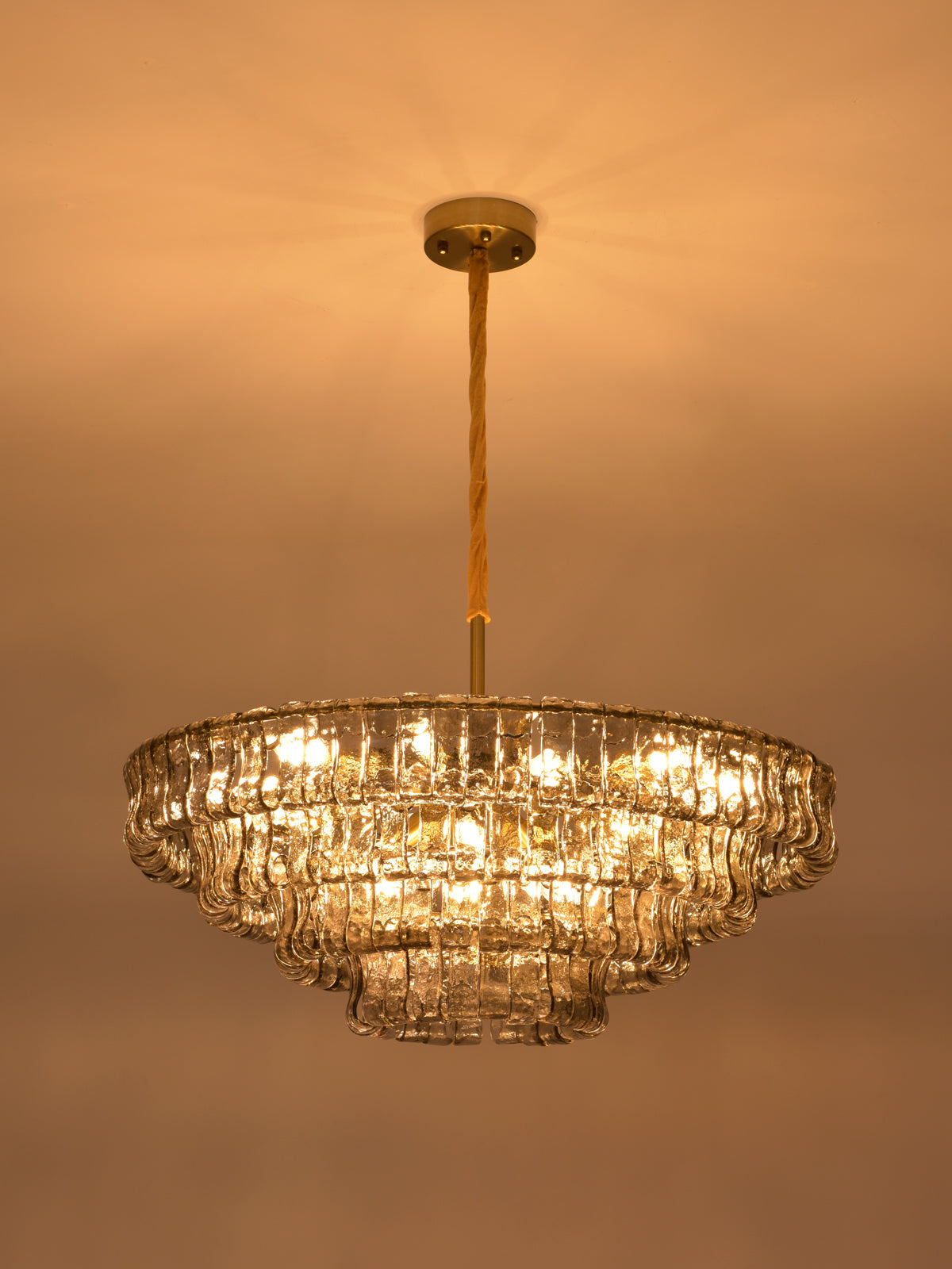 Tiered Textured Glass Chandelier