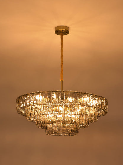 Tiered Textured Glass Chandelier