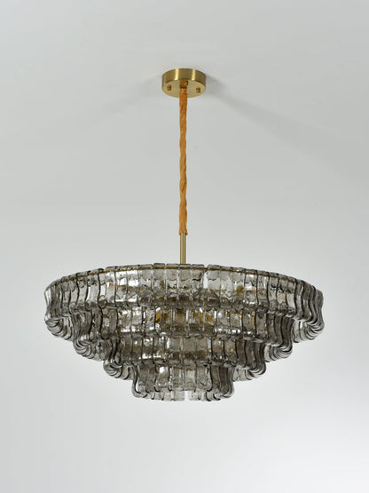 Tiered Textured Glass Chandelier
