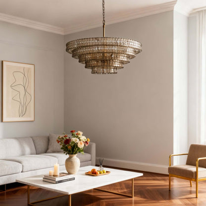 Tiered Textured Glass Chandelier