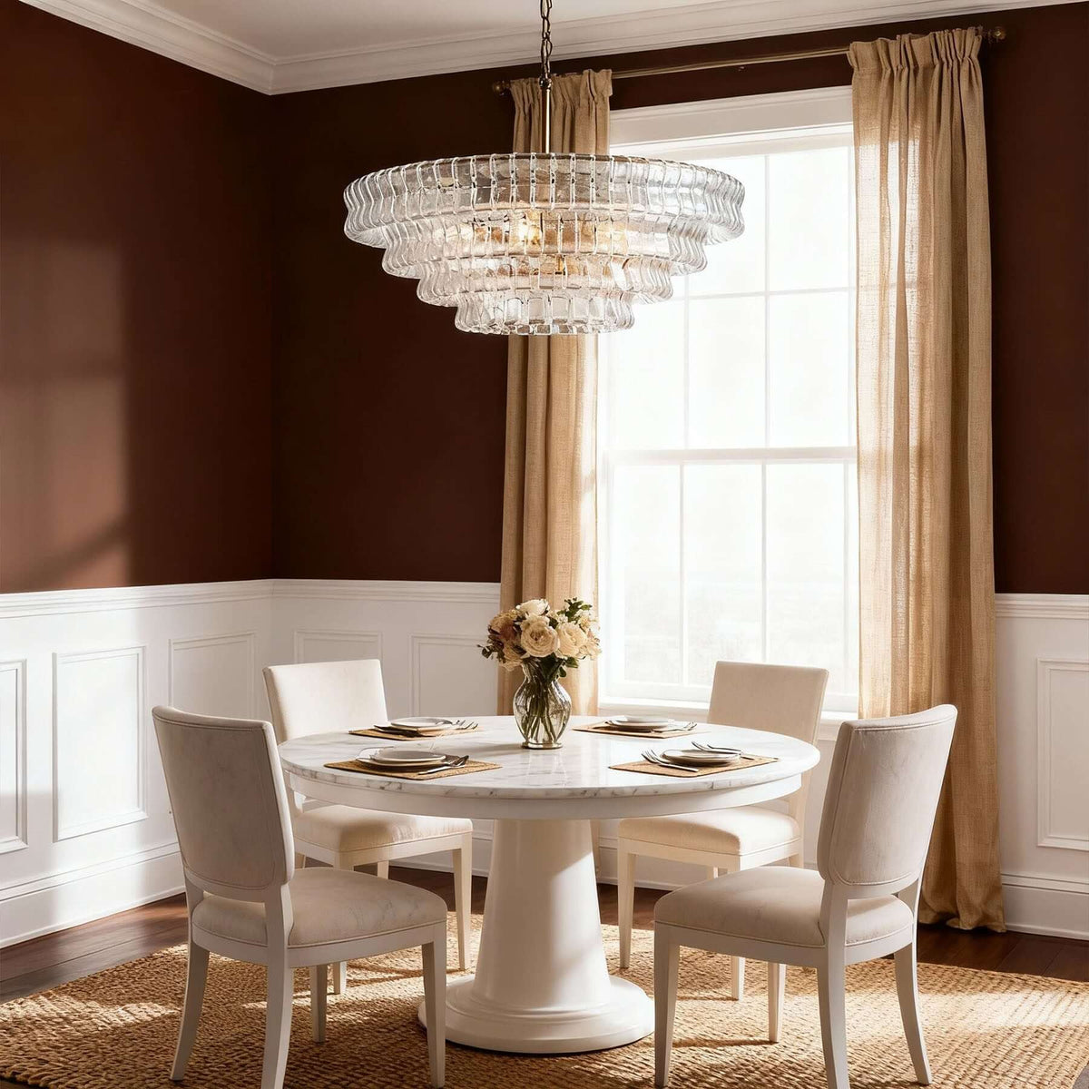 Tiered Textured Glass Chandelier