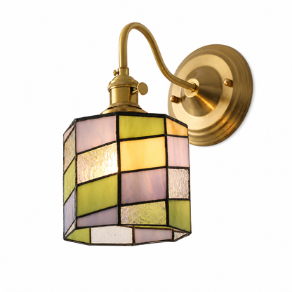 Rectangular patterned glass sconce