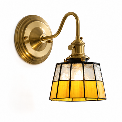 Yellow geometric Tiffany-style glass sconce