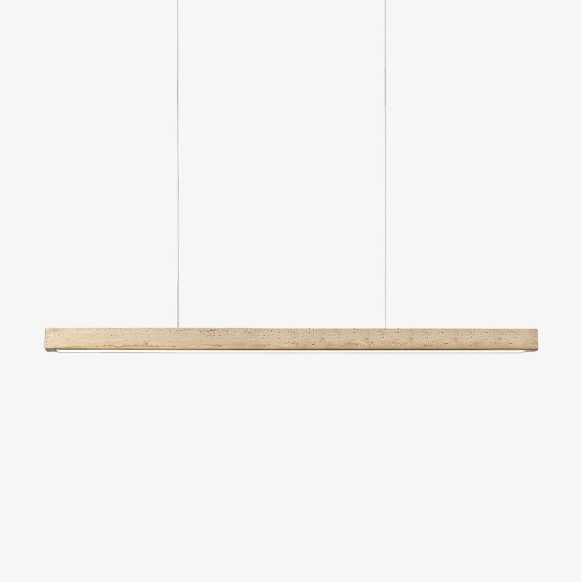 Travertine Linear Pendant Light with Wood Accents