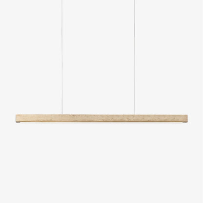 Travertine Linear Pendant Light with Wood Accents