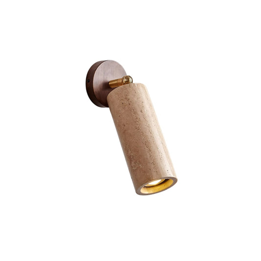 Travertine Reading Wall Light with Wooden Round Base — product view 1