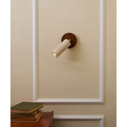 Travertine Reading Wall Light with Wooden Round Base — product view 10