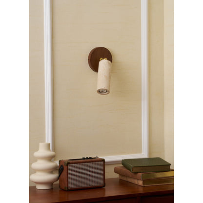 Travertine Reading Wall Light with Wooden Round Base — product view 13