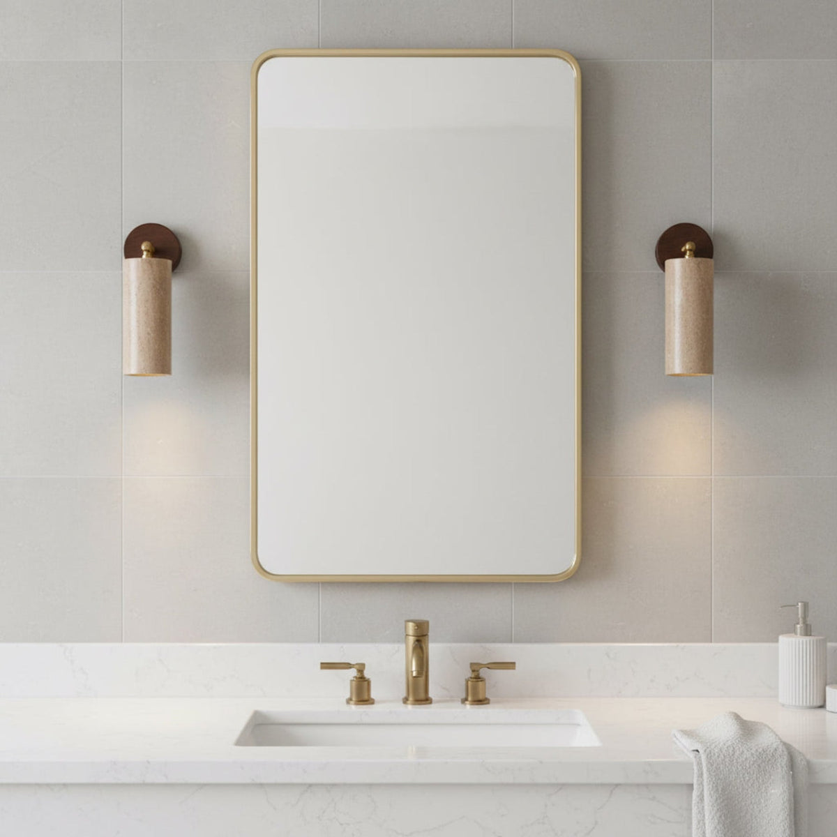 Travertine Reading Wall Light with Wooden Round Base — product view 20
