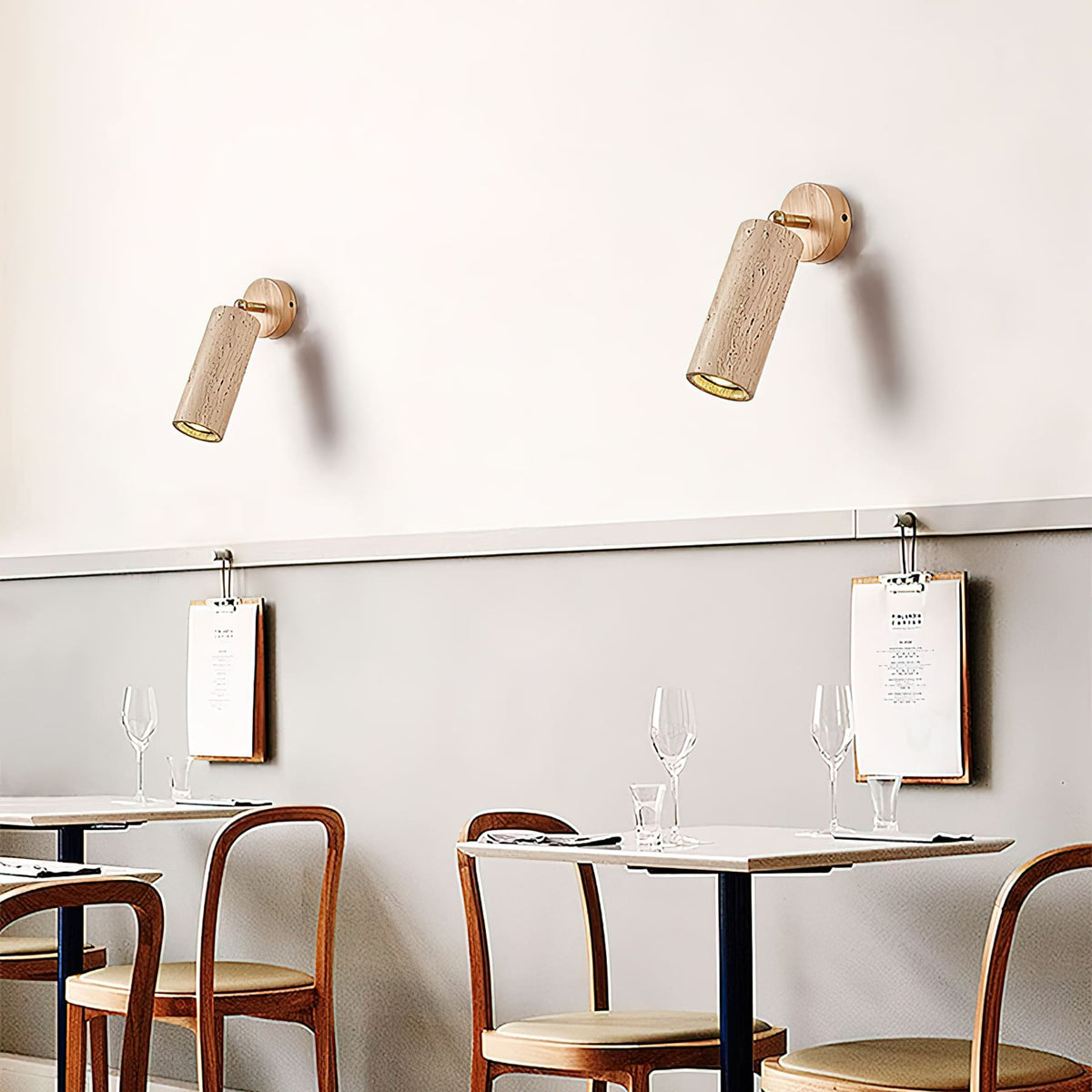 Travertine Reading Wall Light with Wooden Round Base — product view 24