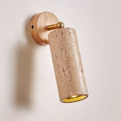 Travertine Reading Wall Light with Wooden Round Base — product view 26