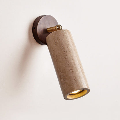Travertine Reading Wall Light with Wooden Round Base — product view 27