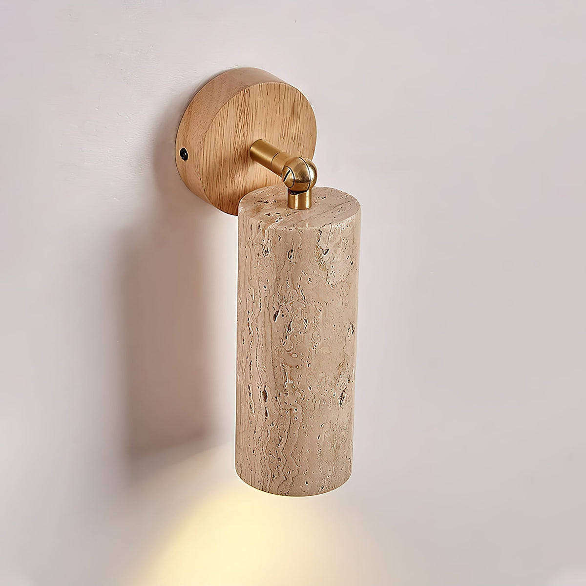 Travertine Reading Wall Light with Wooden Round Base — product view 31