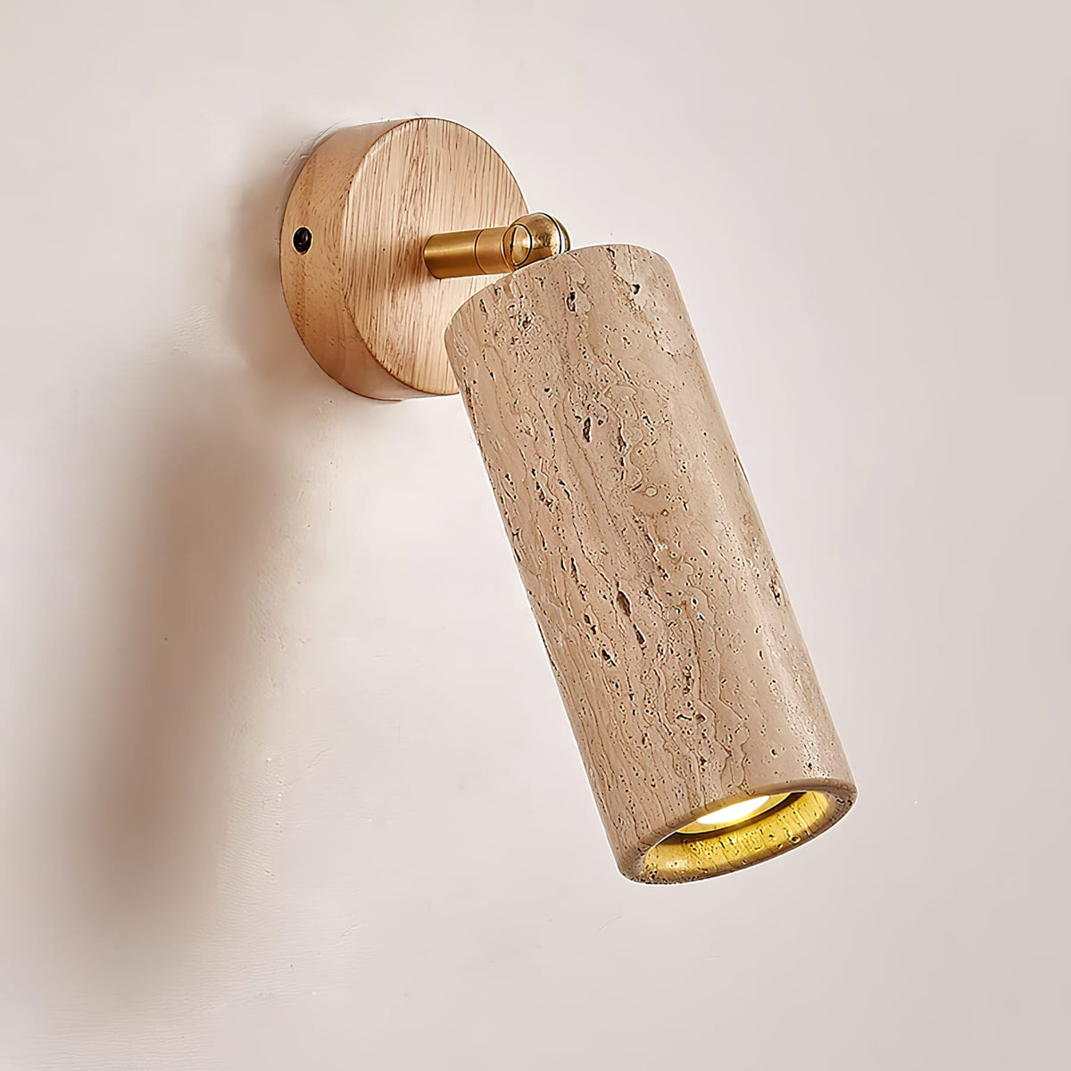 Travertine Reading Wall Light with Wooden Round Base — product view 32