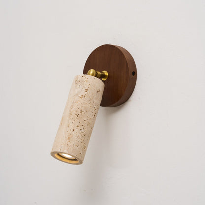 Travertine Reading Wall Light with Wooden Round Base — product view 34
