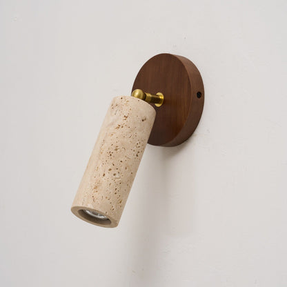 Travertine Reading Wall Light with Wooden Round Base — product view 37