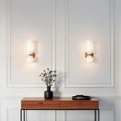 Twin Glass Wall Light with Opposing Cylinder Shades — product view 4