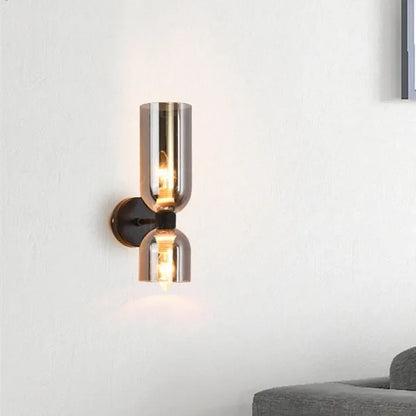Twin Glass Wall Light with Opposing Cylinder Shades — product view 6