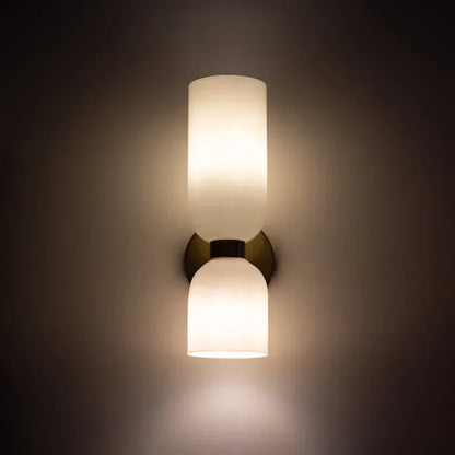 Twin Glass Wall Light with Opposing Cylinder Shades — product view 7