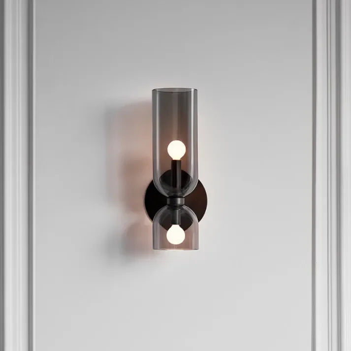 Twin Glass Wall Light with Opposing Cylinder Shades — product view 8